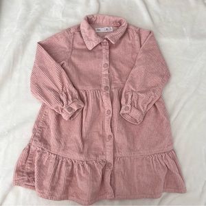 Zara toddler girls pink corduroy dress